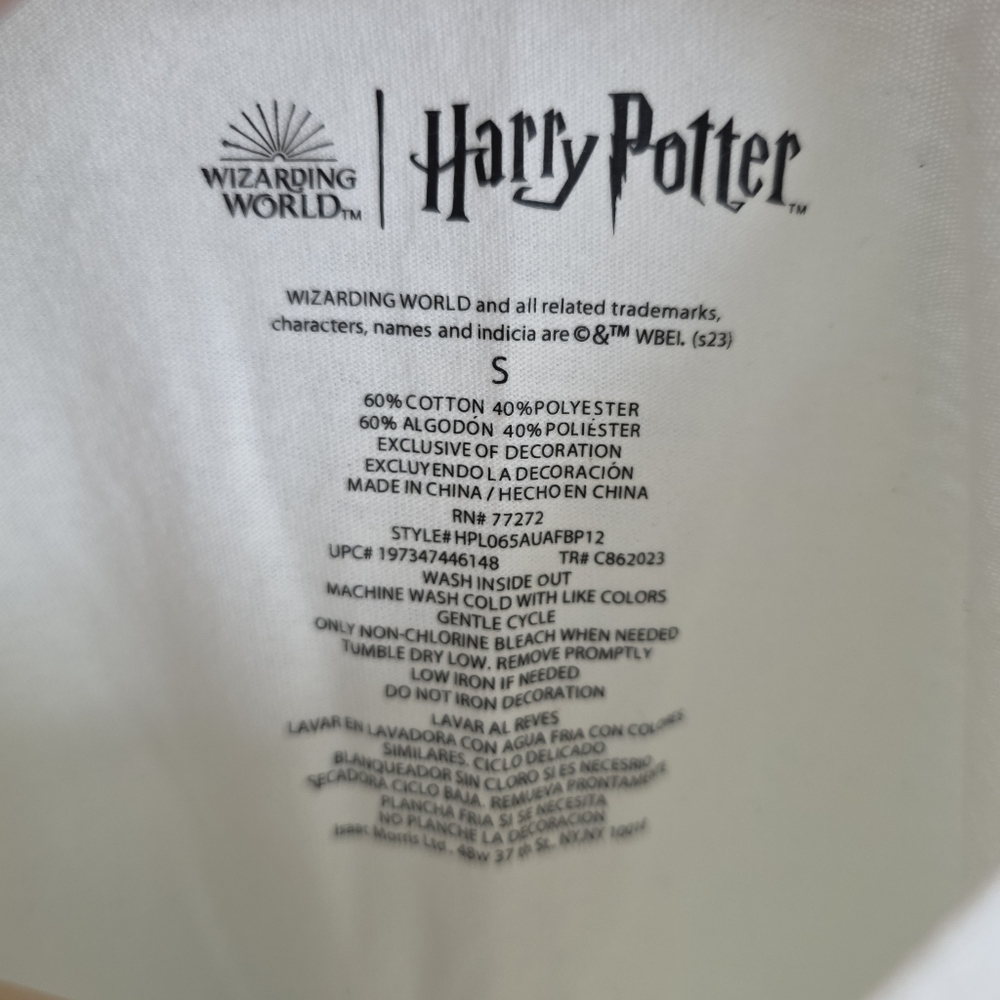 Harry Potter Womens The Deathly Hallows T Shirt Cream Teal Multicolor Size S - Picture 3 of 4